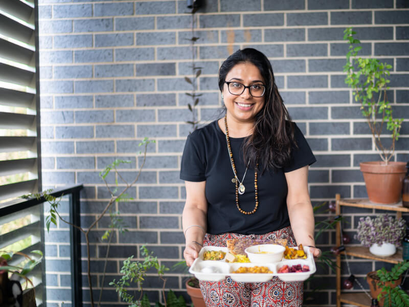 Girl with vegan food